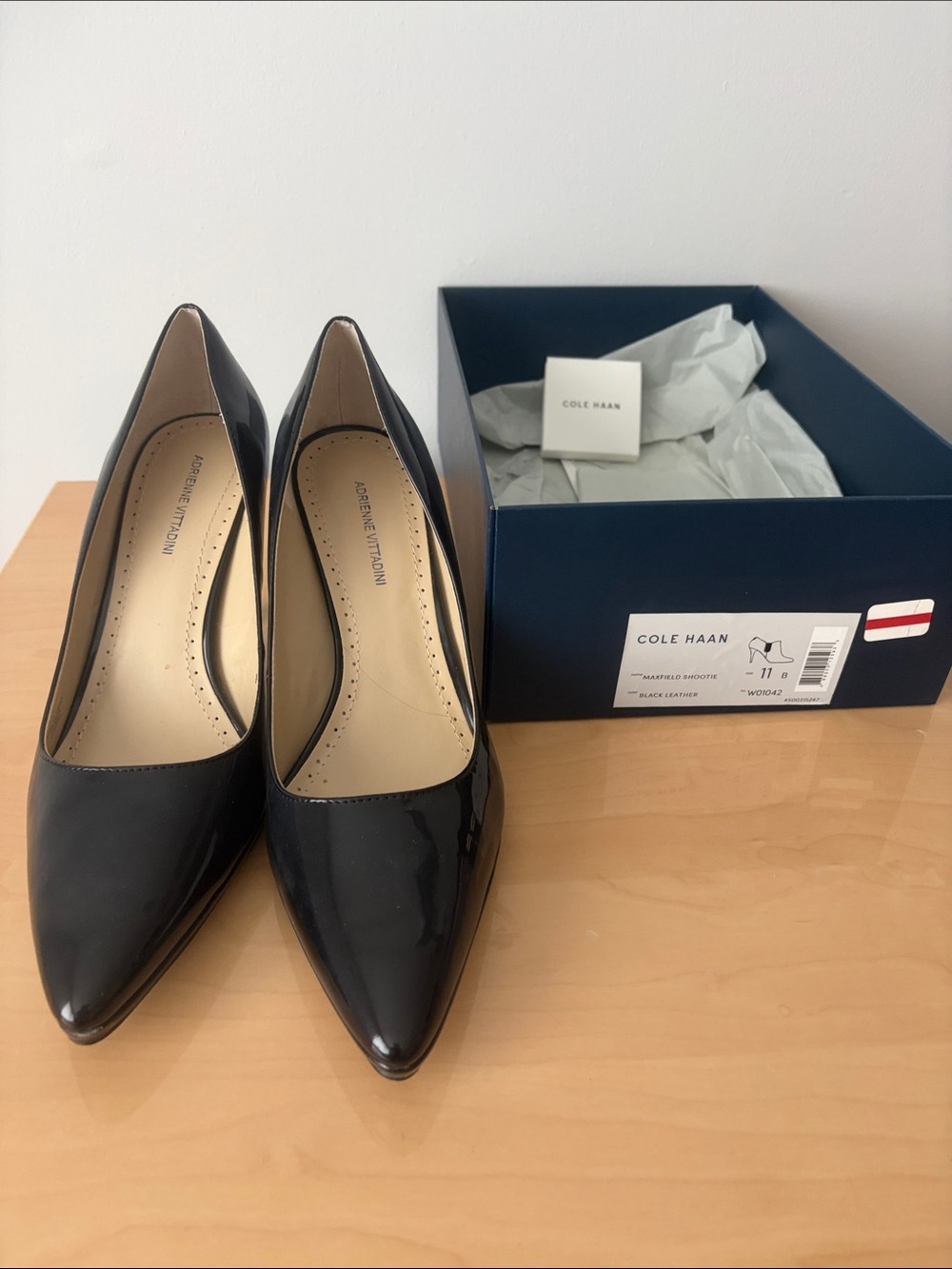 Adrienne Vittadini Black Patent Leather Pointed Toe Heels